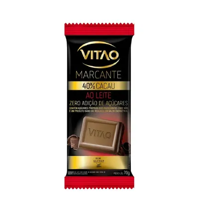 Chocolate Vitao Marcante 40% Cacau Ao Leite Zero Açúcar 70g